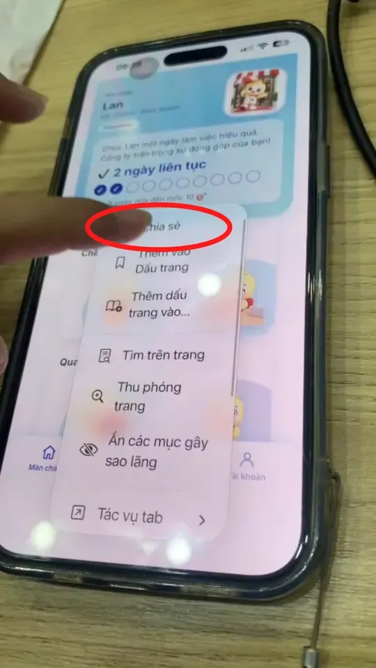 Chọn Chia sẻ