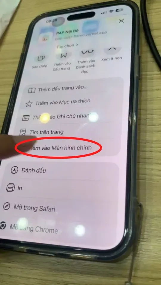 Chọn Thêm vào Màn hình chính